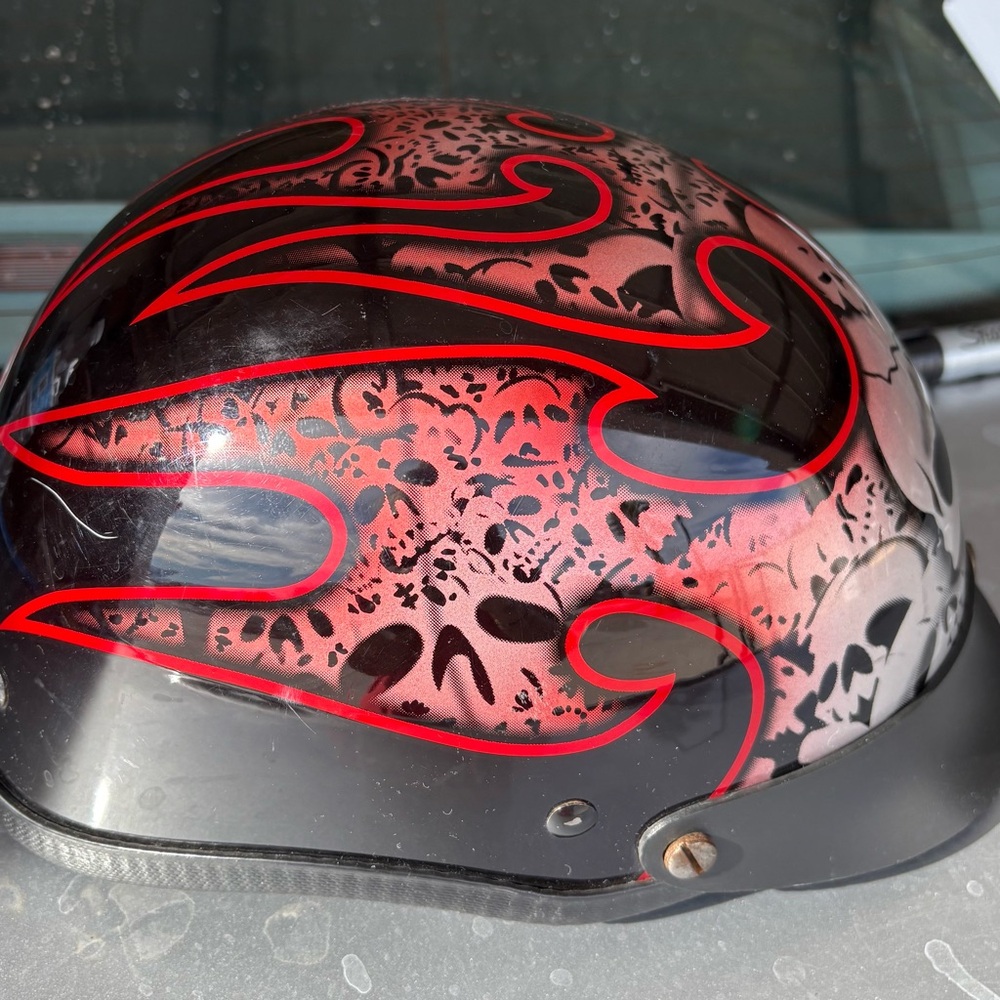 Red and Black Skull Flame Helmet